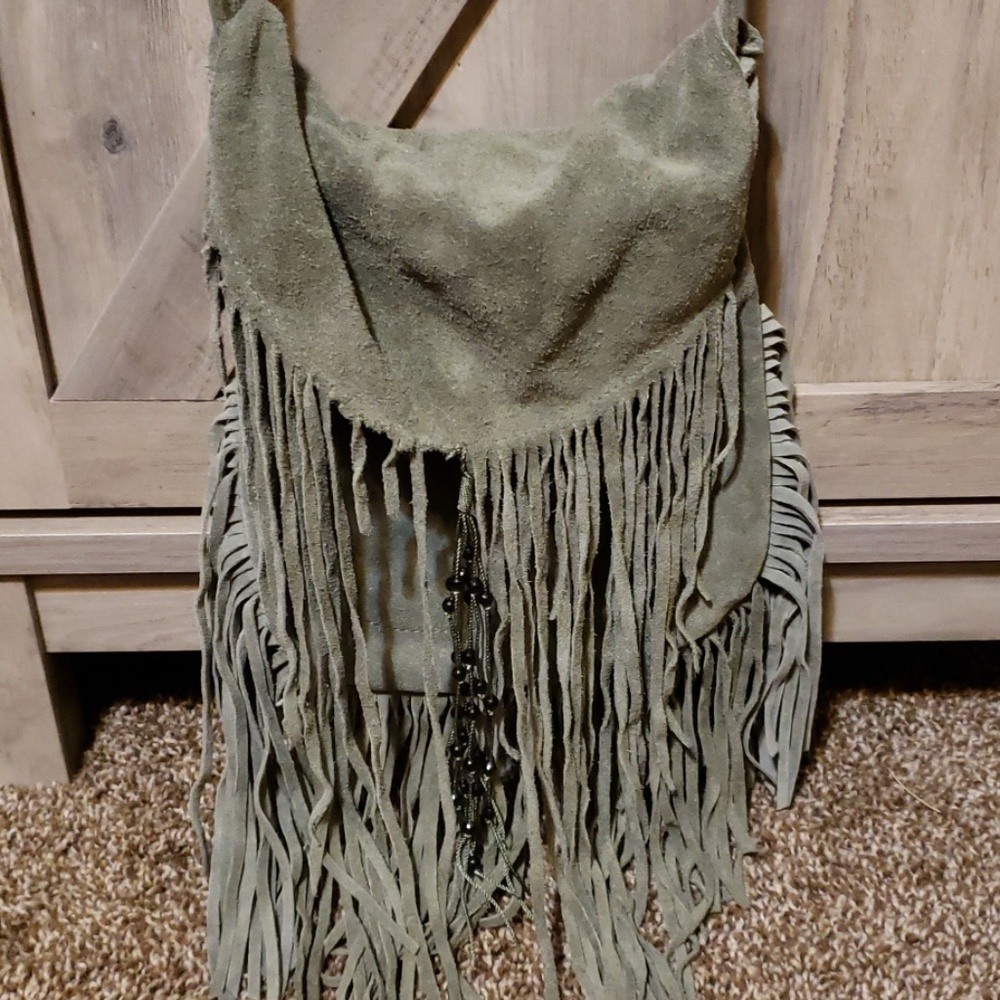 Green Suede Festival Crossbody Bag
